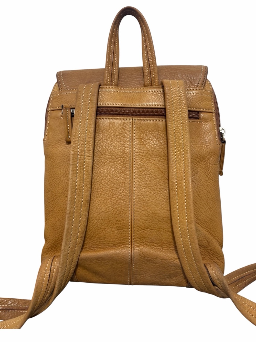 Vintage Tignanello Natural Camel Tan Leather Backpack - Picture 5 of 14